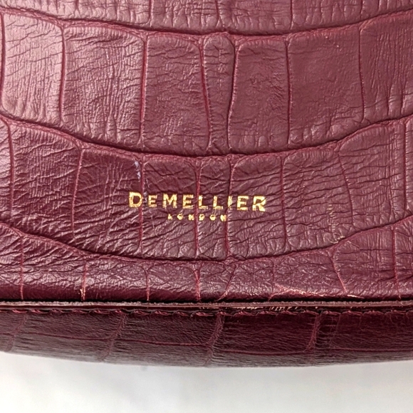 DeMellier Burgundy Croc Effect Bergen Bag - Picture 4 of 16
